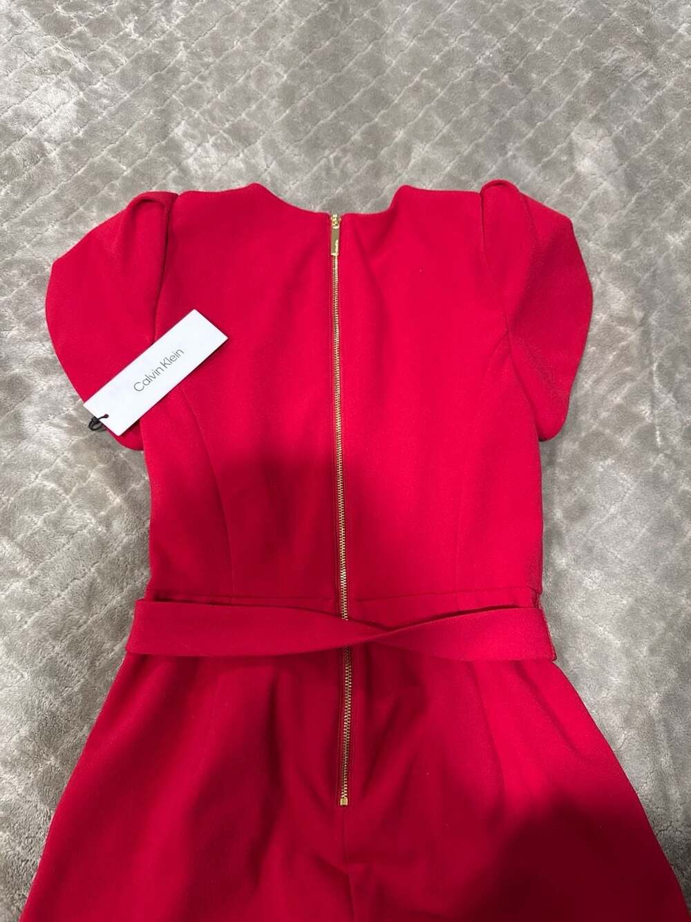 Calvin Klein Red Split Flutter Sleeve Belted Crop… - image 4